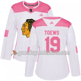 Chicago Blackhawks Jonathan Toews 19 Adidas 2017-2018 Wit Oranje Fashion Authentic Shirt - Dames